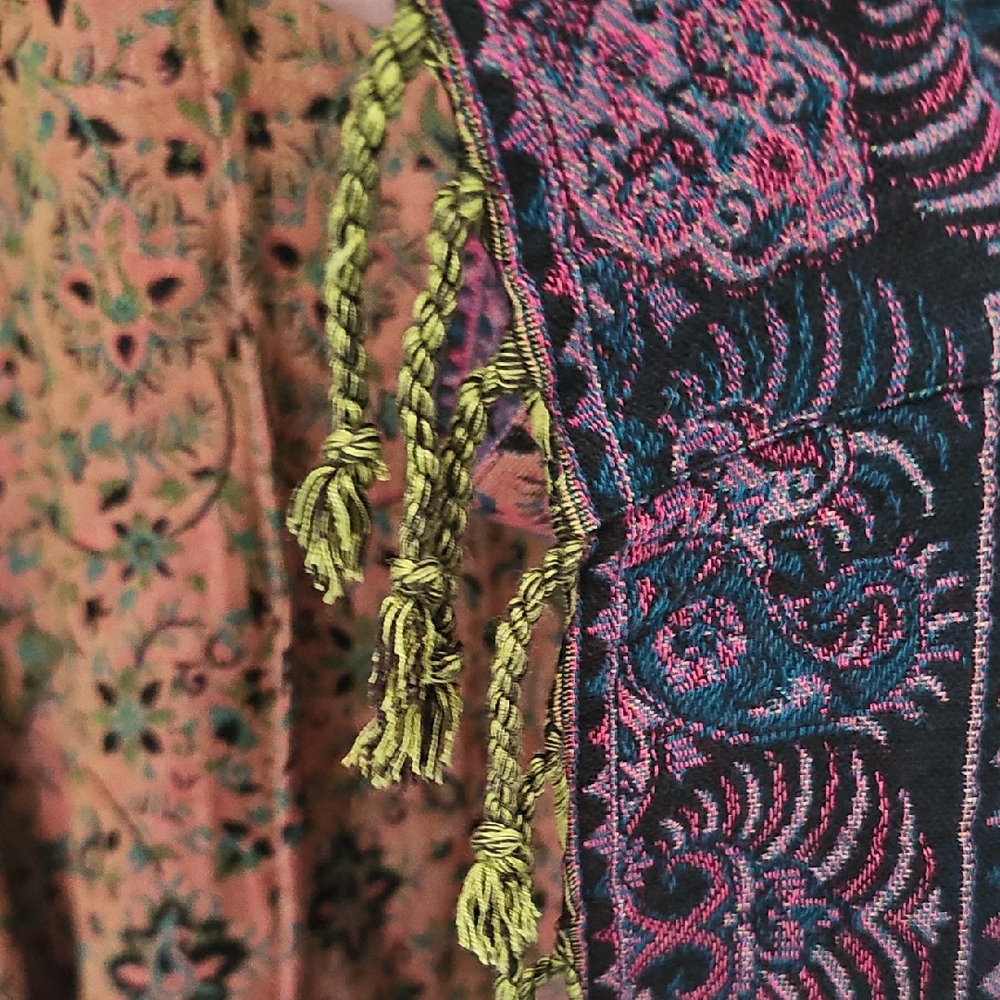 Bohemian Embroidered Kimono Paisley Open Cardigan S/M - Picture 7 of 16
